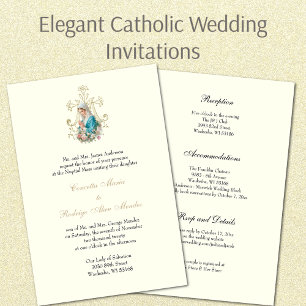 Convite Casamento Floral Católico Elegante Bem-Aventurada 