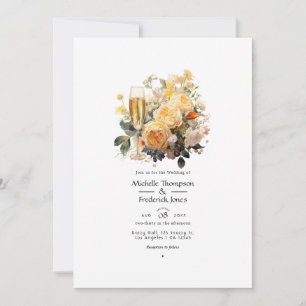 Convite Casamento Floral Champagne