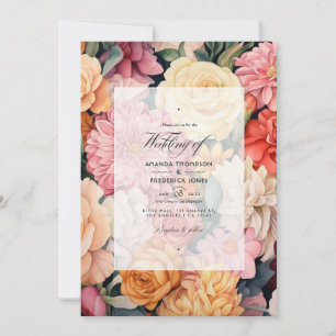 Convite Casamento Floral Champanhe