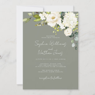 Convite Casamento Floral Champanhe Sage