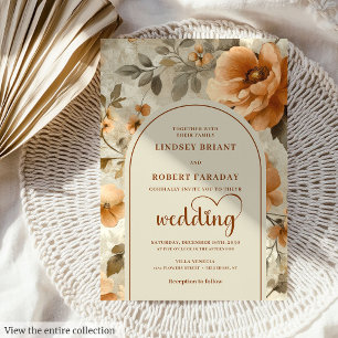 Convite Casamento Floral Chic Boho Terracota Marfim Sage