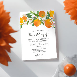 Convite Casamento Floral Citrus Orange Tangerine