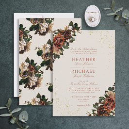 Convite Casamento Floral Clássico Boho Terracotta Greenery