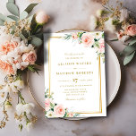 Convite casamento floral clássico de cor-de-rosa pincelado<br><div class="desc">Este design combina o popular tema do pincel rosa com a elegância, mas formal, estrutura de ouro. As flores pintadas pela mão se misturam bem com o texto do ouro e os pontos cor-de-rosa. Você pode escolher o papel de sua escolha e também personalizar outros recursos deste modelo, como texto,...</div>