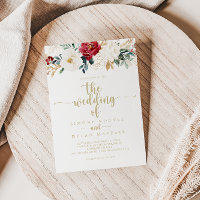 Casamento Floral Clássico Dourado Burgundy de