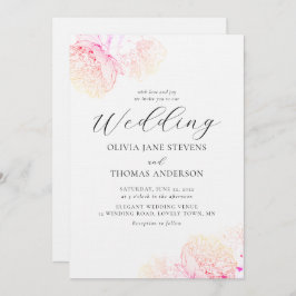 Convite Casamento Floral Clássico Elegante Dourado