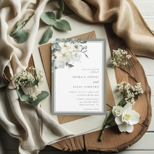 Convite Casamento Floral Clássico Elegante Olive Ivory