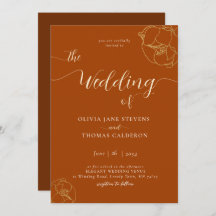 Casamento Floral Clássico Elegante Rust Brown