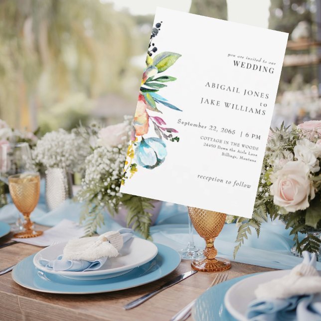 Convite Casamento Floral Colorida de Verão (Criador carregado)