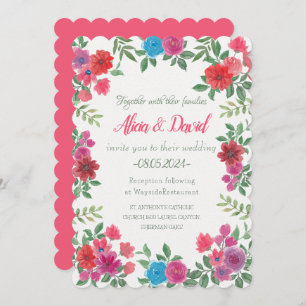 Convite Casamento Floral Colorida Elegante Vintage