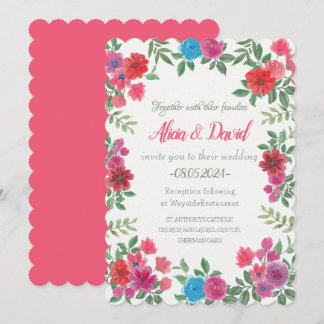 Convite Casamento Floral Colorida Elegante Vintage