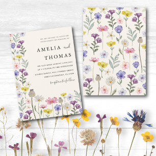 Convite Casamento Floral Colorido Boho de Flores Silvestre