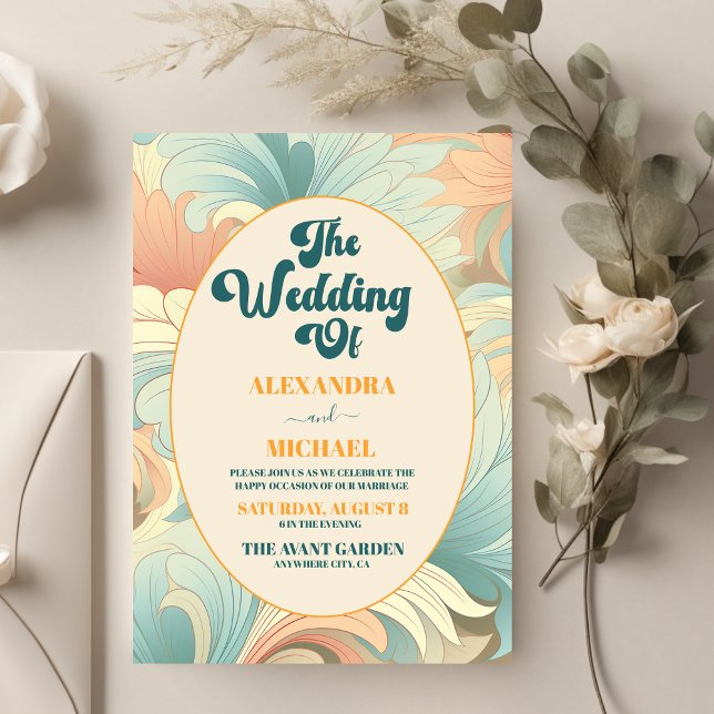 Convite Casamento Floral Colorido Boho Retro Moderno (Criador carregado)