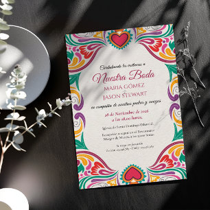 Convite Casamento Floral Colorido Fiesta Boda Espanhol