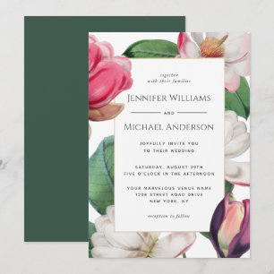 Convite Casamento Floral Colorido Magnolia Blossoms Boho