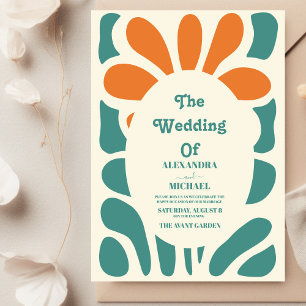 Convite Casamento Floral Colorido Retro Pastel