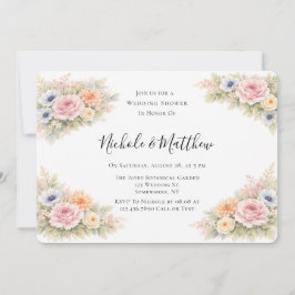Convite Casamento Floral com Aguarela Suave Chuveiro