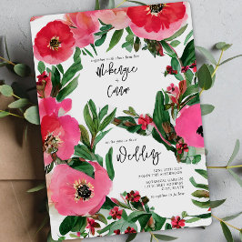 Convite Casamento Floral com Anemone Cor de Água Botânica
