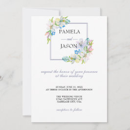 Convite Casamento Floral com Aquarela do Jardim de Verão