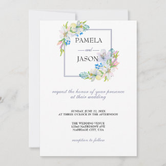 Convite Casamento Floral com Aquarela do Jardim de Verão