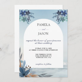 Convite Casamento Floral com Aquarela do Jardim de Verão