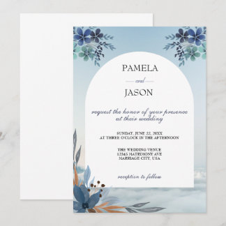 Convite Casamento Floral com Aquarela do Jardim de Verão
