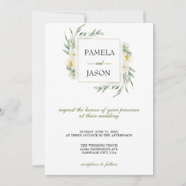Convite Casamento Floral com Aquarela do Jardim de Verão