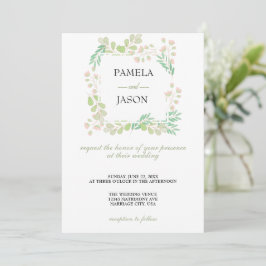 Convite Casamento Floral com Aquarela do Jardim de Verão