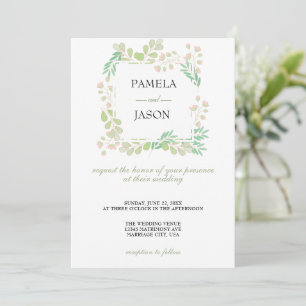 Convite Casamento Floral com Aquarela do Jardim de Verão