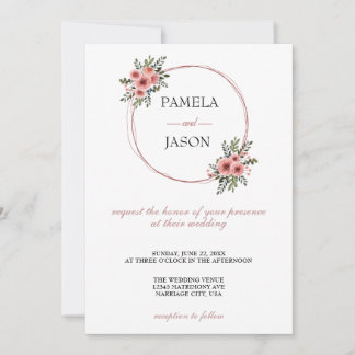 Convite Casamento Floral com Aquarela do Jardim de Verão