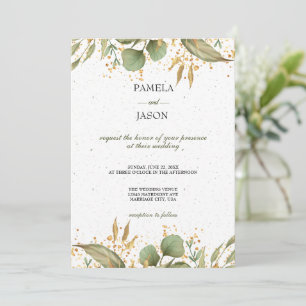 Convite Casamento Floral com Aquarela do Jardim de Verão
