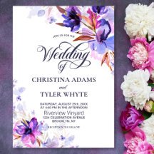 Casamento Floral com Aquarela Roxa