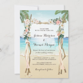 Convite Casamento Floral com Arvorismo de Praia Tropical