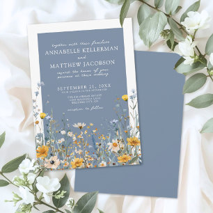 Convite Casamento Floral com Flor Silvestre Azul