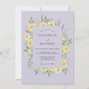 Convite Casamento Floral com Flores Amarelas de Lilás