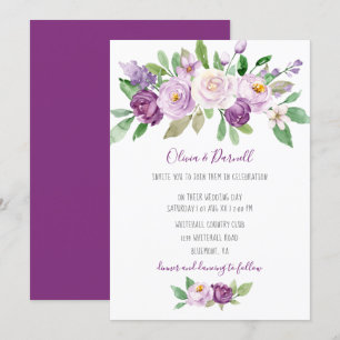 Convite Casamento Floral com Lavanda Roxa