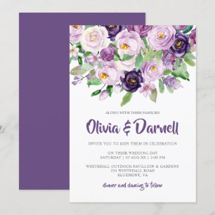 Convite Casamento Floral com Lavanda Roxa