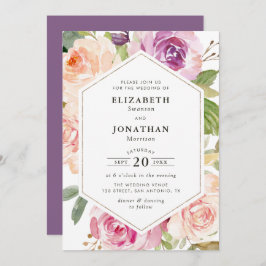 Convite Casamento floral com lavanda roxo e escamas