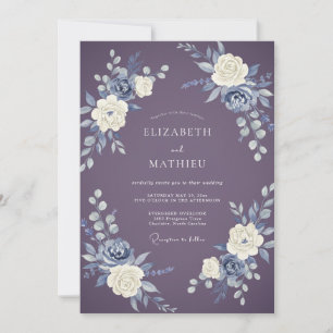 Convite Casamento Floral com Pincelada de Ameixa
