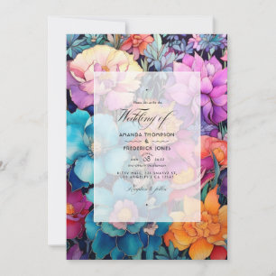 Convite Casamento Floral com Tons Preciosos
