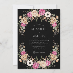 Convite Casamento Floral com Toque de Rosa
