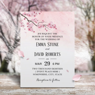 Convite Casamento Floral Cor de Água Cereja Flor Rosa
