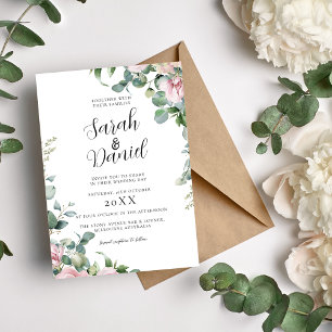 Convite Casamento Floral Cor-de-Água Rosa