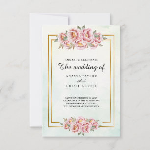 Convite Casamento Floral Cor-de-Rosa