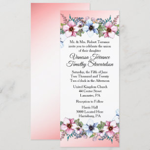 Convite Casamento Floral Cor-de-Rosa