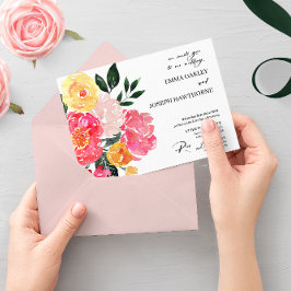 Convite Casamento floral cor-de-rosa-abstrato chic moderno