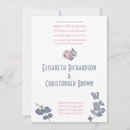 Convite Casamento Floral Cor-de-Rosa Azul