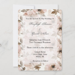 Convite Casamento Floral Cor-de-Rosa-Blush