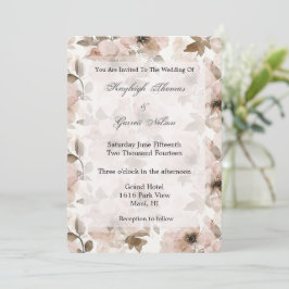 Convite Casamento Floral Cor-de-Rosa-Blush
