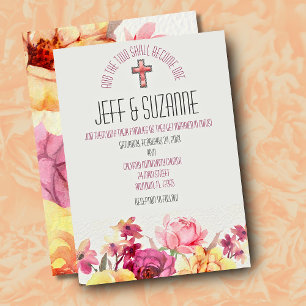 Convite Casamento Floral Cor-de-Rosa Inspirador e Elegante